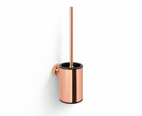 CLASSIC—Low-profile wall-mounted toilet brush / metal holder, plastic brush head / rose gold gloss