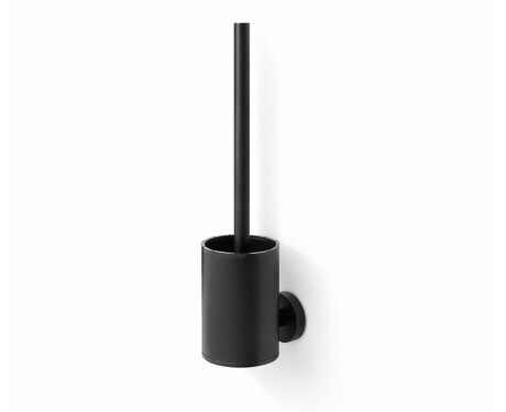 CLASSIC—Low-profile wall-mounted toilet brush / metal container, silicone brush head / matte black