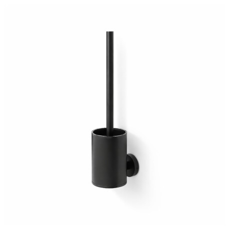 CLASSIC—Low-profile wall-mounted toilet brush / metal container, silicone brush head / matte black #1