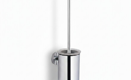 CLASSIC—Low-profile wall-mounted toilet brush / metal holder, glass brush head / chrome