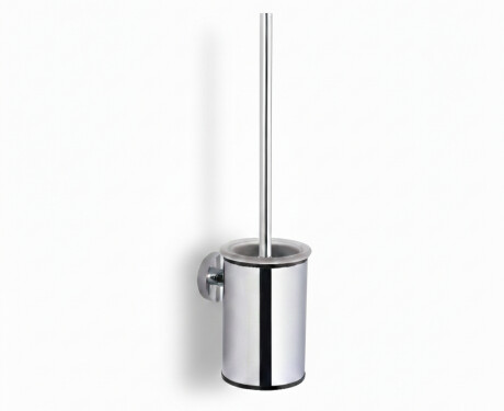 CLASSIC—Low-profile wall-mounted toilet brush / metal holder, glass brush head / chrome