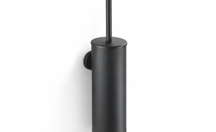 CLASSIC—Tall Wall-Mounted Toilet Brush / Metal Container, Plastic Refill / Matte Black