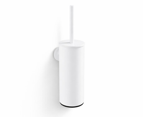 CLASSIC—Tall Wall-Mounted Toilet Brush / Metal Holder, Plastic Brush Head / Matte White