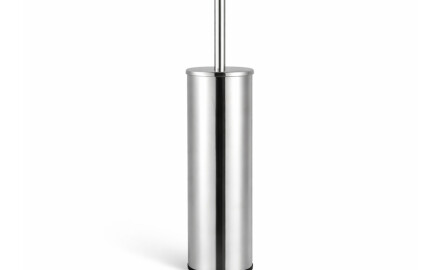 CLASSIC—Tall Freestanding Toilet Brush / Metal Container, Plastic Brush Head / Chrome