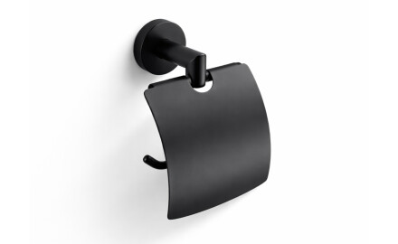 CLASSIC - Toilet Paper Holder / with Cover / Matte Black