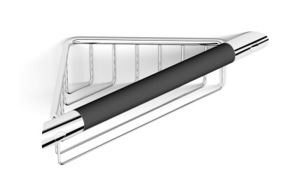 Corner basket / chrome / with black non-slip handle