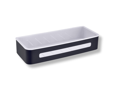 Basket 29x12x5.5 / matte black / white plastic liner
