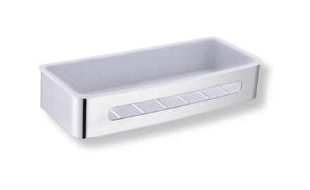 Basket 29x12x5.5 / polished steel / white plastic liner