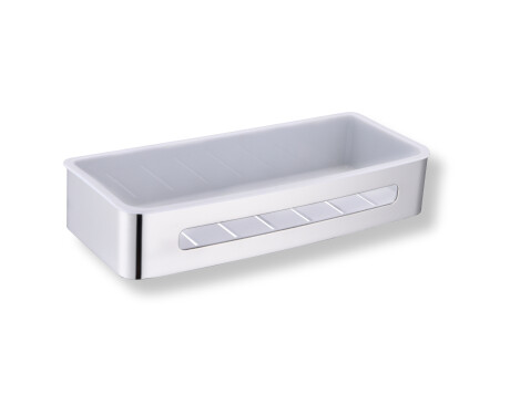 Basket 29x12x5.5 / polished steel / white plastic liner