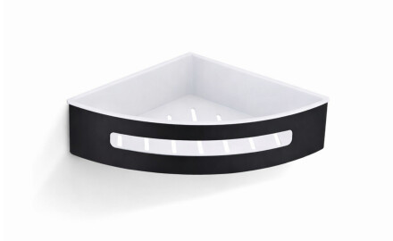 Corner basket 20.5x20.5x5.5 / matte black / white plastic liner