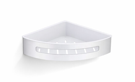 Corner basket 20.5x20.5x5.5 / polished steel / white plastic liner