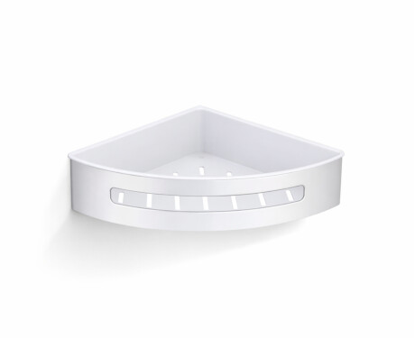 Corner basket 20.5x20.5x5.5 / polished steel / white plastic liner