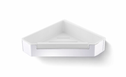 22x22x5.5 Corner Basket with Drawstring / Polished Steel / White Plastic Liner