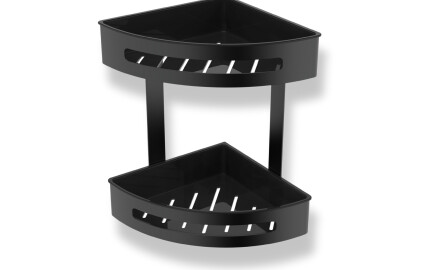 Double Corner Basket / Matte Black / Black Plastic Inserts