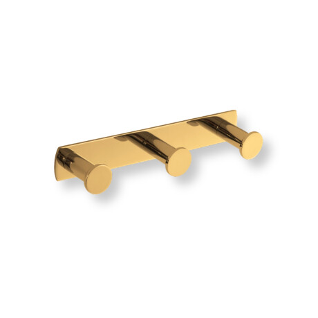 Wide towel rack - 3 towel hooks / glossy gold #1