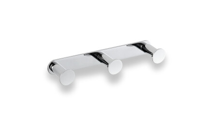 Wide towel rack - 3 towel hooks / chrome