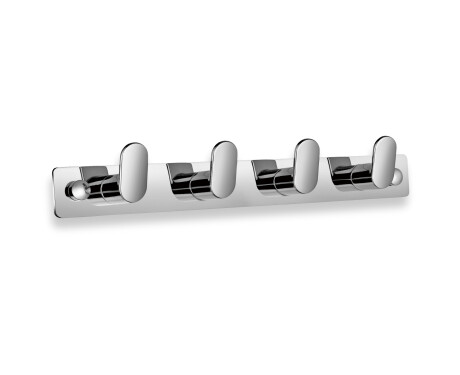 Towel rack - 4 towel hooks (bean-shaped) / chrome