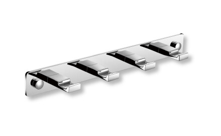 Towel rack - 4 flat towel hooks / chrome