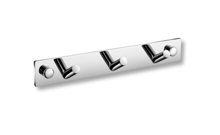 Towel rack - 3 angled towel hooks / chrome