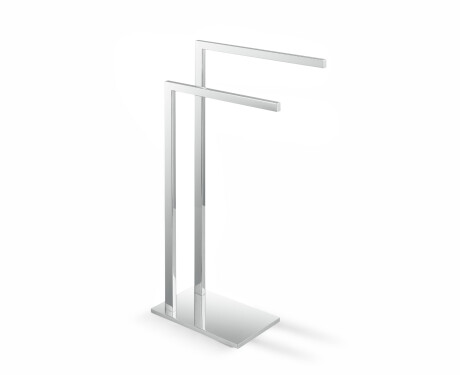 Towel rack for 2 towels / rectangular profile and base / polished steel