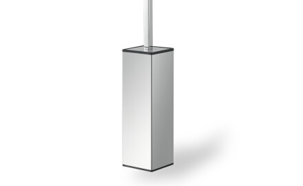 Wall-mounted toilet brush / square / polished steel