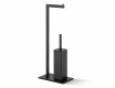 Toilet paper and toilet brush holder / rectangular profile and base / matte black