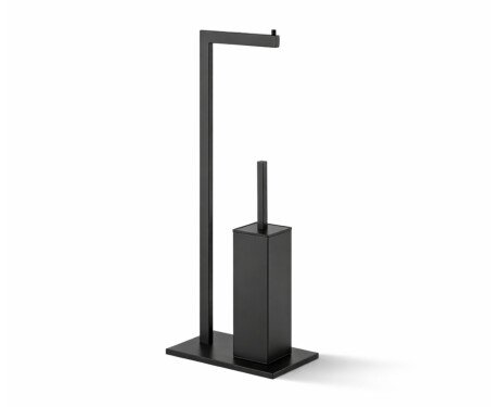 Toilet paper and toilet brush holder / rectangular profile and base / matte black