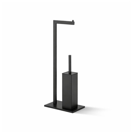 Toilet paper and toilet brush holder / rectangular profile and base / matte black #1