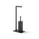 Toilet paper and toilet brush holder / rectangular profile and base / matte black #1