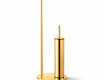 Toilet paper and toilet brush holder / round profile and base / glossy gold
