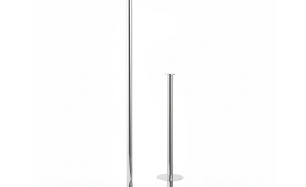 Toilet paper holder + spare rolls / round profile and base / polished steel