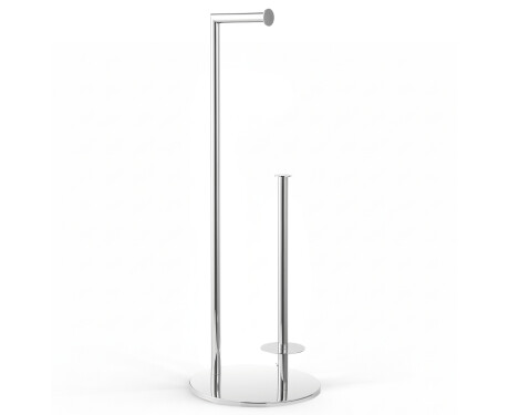 Toilet paper holder + spare rolls / round profile and base / polished steel
