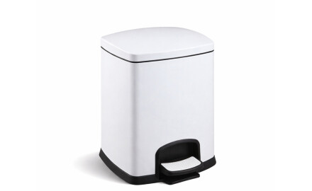 PREMIUM Rectangular 5 L Pedal Bin, Soft-Close / White