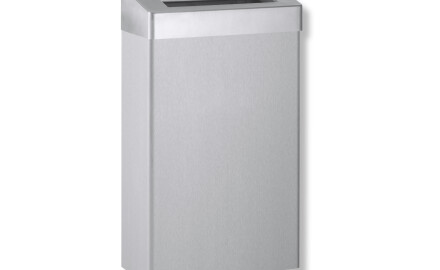 30-liter trash can with open lid, R10 series / brushed stainless steel