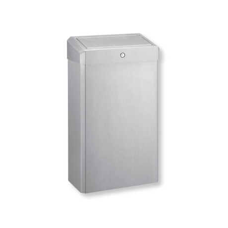 30-liter trash can with a hinged lid, R1 series / brushed stainless steel #1