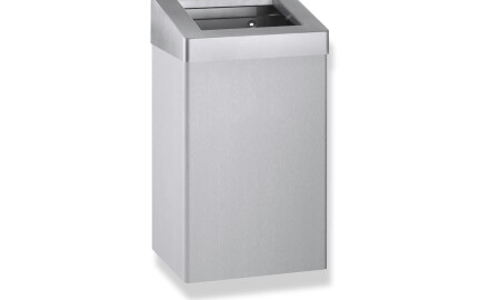 49-liter trash can with open lid, R10 series / brushed stainless steel