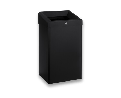 49-liter trash can with open lid, R1 series / matte black stainless steel