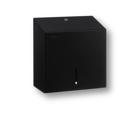 Square toilet paper dispenser for rolls up to Ø19 cm, R1 series / matte black stainless steel