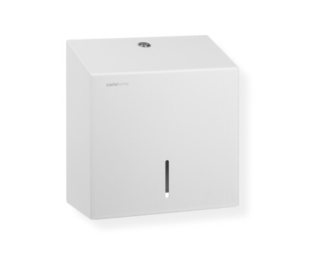 Square toilet paper dispenser for rolls up to Ø19 cm, R1 series / stainless steel, matte white