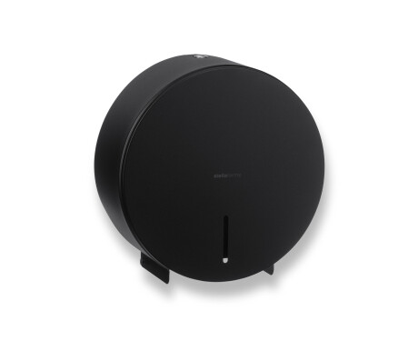 Round toilet paper holder for rolls up to Ø 19 cm, R1 series / matte black stainless steel