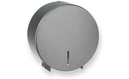 Round toilet paper dispenser for rolls up to Ø 19 cm, R1 series / brushed stainless steel