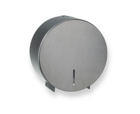 Round toilet paper dispenser for rolls up to Ø 19 cm, R1 series / brushed stainless steel