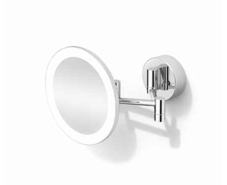 3x magnifying cosmetic mirror, round, LED-backlit, with smooth light color adjustment, tiltable, dual-arm / chrome