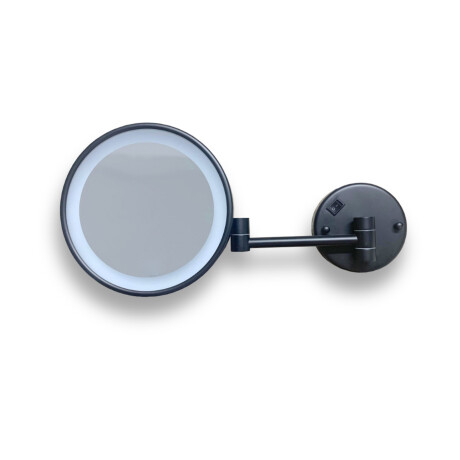 3x magnifying cosmetic mirror, round, with neutral-color LED lighting, tiltable, dual-arm design / matte black #1