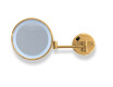 3x magnifying cosmetic mirror, round, with neutral-color LED backlight, tiltable, dual-arm design / glossy gold