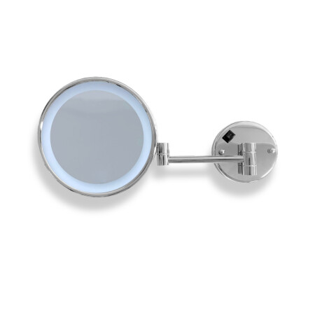 3x magnifying cosmetic mirror, round, with neutral-color LED lighting, tiltable, dual-arm / chrome #1