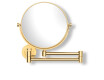 Compact mirror—straight, 3x magnification, round, tiltable, dual-arm design / glossy gold