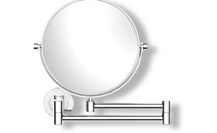 Compact mirror, straight / 3x magnification, round, tiltable, dual-arm / chrome