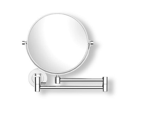 Compact mirror, straight / 5x magnification, round, tiltable, dual-arm / chrome