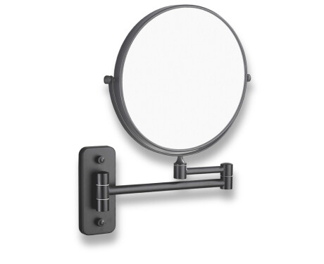 Compact mirror, straight / 3x magnification, round, tilting, dual-arm / matte black